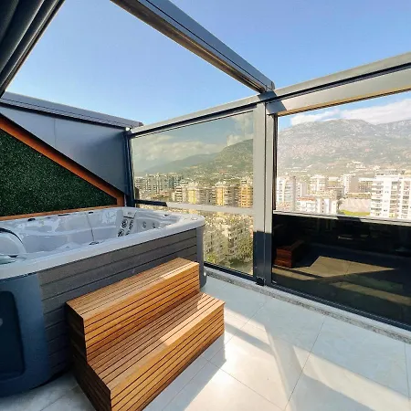 # B87 - Luxus-duplex Apartment, 12 Und 13 Stock Ueber Alanya, Whirlpool Mit Meerblick, Bar, Baeder, Terrassen, Gym, Private Tower *